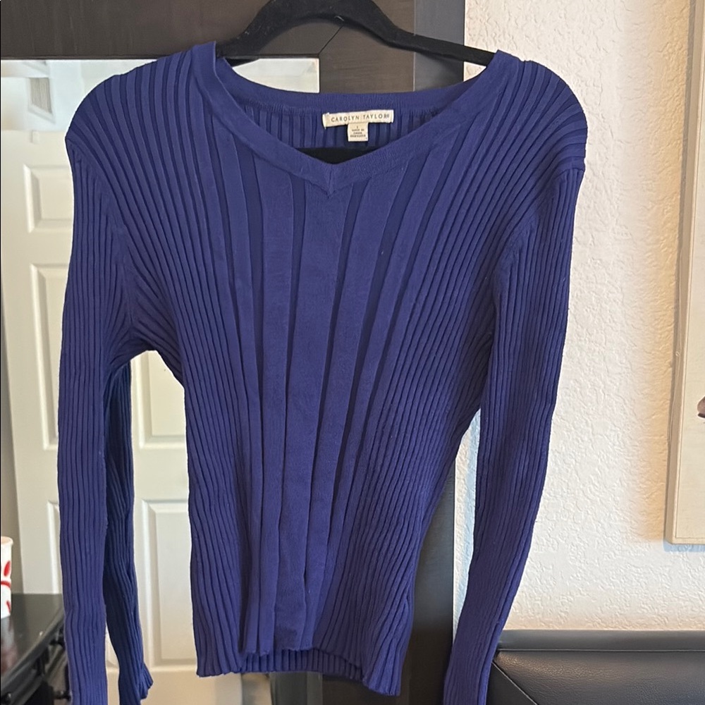 Carolyn Taylor Ribbed V-Neck Sweater